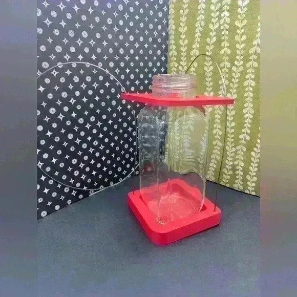 New 3D Printed Square Plant Prop Hanger Watermelon Color with 12oz Glass Jar - Picture 1 of 2